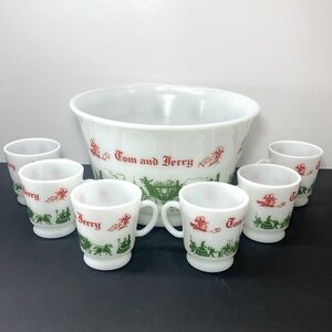 Tom and Jerry Punch Bowl  with 6 Mugs